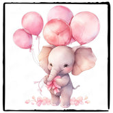 Cute Pink Bday Elephant Holding Balloons Pattern Design
