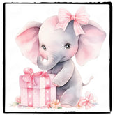 Cute Pink Elephant With Birthday Present And Bow Pattern Design