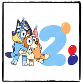 Happy Bluey & Bingo Character 2nd Birthday Balloons Number Design
