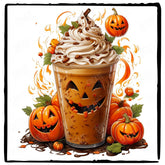 Halloween Coffee Pumpkin Spice Chockolate Chip Fall Pattern Design