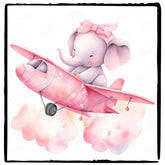 Cute Pink Elephant Flying Pattern Design