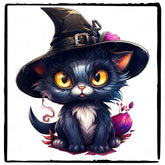 Witch Hat Black Cat Kitten Kids Halloween Design