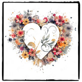 Love Heart Shape with Spring Flowers Design