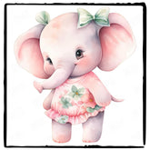 Cute Pink Elephant In A Dress Pattern Design