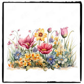 Bunch of Wild Flowers Plants Yellow Pink Design 1