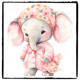 Cute Pink Elephant Ready To Sleep Pattern Design