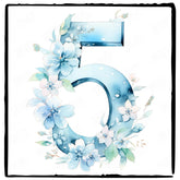 Blue Number Five Birthday Pattern Design