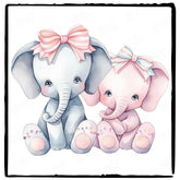 Cute Pink And Blue Two Elephants Pattern Design