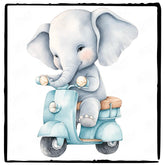 Blue Elephant Scooter Pattern Design