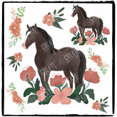 Brown Chestnut Horse with Pink Flowers Design