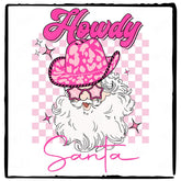 Howdy Santa Claus Pink Christmas Father Checkerboard Funky Christmas Design