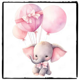 Cute Pink Elephant Birthday Balloons Pattern Design