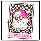 Santa Babe Queer Pink Checkerboard Funky Christmas Design
