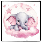 Cute Pink Elephant Cloud Moon Pattern Design