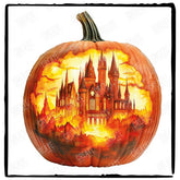 Harry Potter Themed Pumpkin Hogwarts Pattern Design