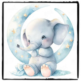 Blue Elephant Moon Pattern Design