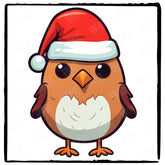 Cute Bird In Hat With Christmas Tree Kids Christmas Character Design