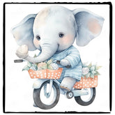 Cute Blue Elephant Riding A Bike Pattern Design