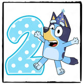 Happy Bluey Character 2nd Birthday Number Design