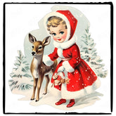 Christmas Girl Deer Merry Xmas Pattern Design