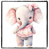 Pink Elephant Cute Tee And Bow Pattern Design