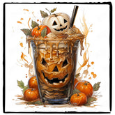 Halloween Coffee Pumpkin Spice Spooky Fall Pattern Design