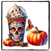 Halloween Coffee Skull Pumpkin Pattern Design