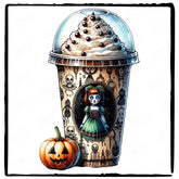 Halloween Coffee Spooky Doll Fall Pattern Design