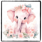 Cute Pink Elephant Floral Pattern Design