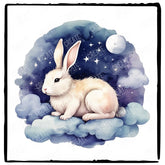 Purple Sky Sleepy Bunny Rabbit Design