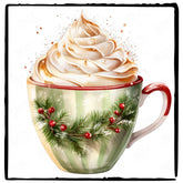 Christmas Chocolate Drink Mistletoe Pattern Design