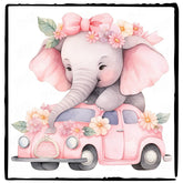 Cute Pink Elephant Car Pattern Design