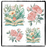 Book with Glasses in Poppy Wreath Design