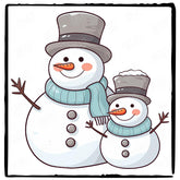 Cute Snowmans In Hats Kids Christmas Character Design