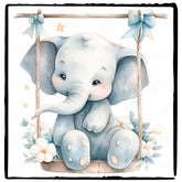 Blue Elephant Swing Floral Pattern Design