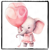 Cute Pink Elephant Birthday Heart Shaped Balloons Pattern Design