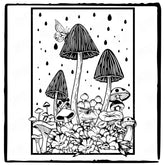 Bunch Of Mushrooms And Flowers Cottagecore Design