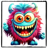 Pink and Blue Haired Monster Kids Halloween Design