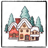 Cute Snowy Christmas Village Kids Christmas Design