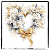 Love Heart Shape with White and Gold Flowers Design