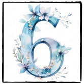 Blue Number Six Birthday Pattern Design