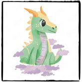 Green Dragon on Purple Clouds Design