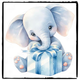 Birthday Blue Elephant Cute Present Pattern Design