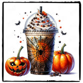Halloween Coffee Spider Fall Pattern Design
