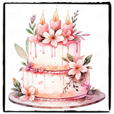 Pink Birthday Cake Pattern Design