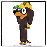 BLUEY Snickers Sausage Dog with Yellow Cap Kids TV Design