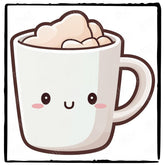 Cute Smiley Mug of Hot Chocolate with Marshmallows Kids Christmas Character Design