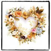 Love Heart Shape with Brown and Gold Flowers Design