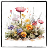 Bunch of Wild Flowers Plants Yellow Pink Design 2