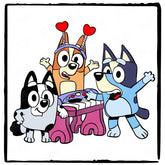 BLUEY Bingo And Muffin With Heart Headband Blue Kids TV Design
